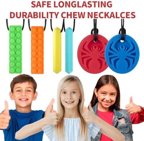 Collares Masticables SOSKYGELO para Niños Sensoriales, Paquete de 6 Collares de Silicona para Autismo, TDAH y SPD, Juguetes de Masticar para Reducir - imagen 6