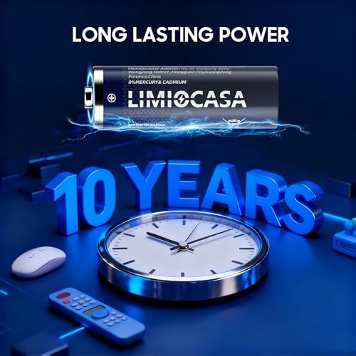 Baterías Alcalinas LIMIOCASA AA 12 Piezas, Larga Duración de 10 Años, Resistentes a Fugas para Mouses, Teclados, Controles Remotos y Juguetes - imagen 5