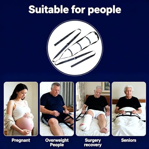 Escalera de Cama con 4 Agarraderas, Longitud Ajustable y Soporte de Doble Punto, Ayuda para Levantarse para Personas Mayores, Embarazadas, Obesas y - imagen 3