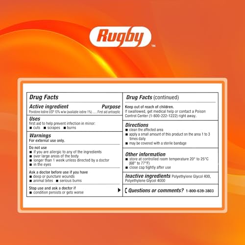 Ungüento Antiséptico Rugby, Solución Tópica de Povidona Yodada USP 10%, Previene Infecciones en Cortes, Raspones y Quemaduras - 1 Oz. - imagen 6