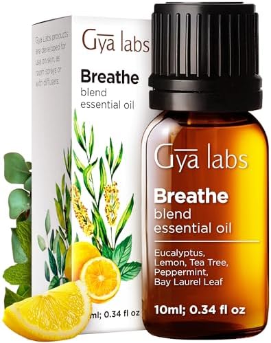 Gya Labs Mezcla de Aceites Esenciales Breathe - 100% Puro Natural para Respirar Fácil con Eucalipto y Menta para Humidificador (10 ml) - imagen 1
