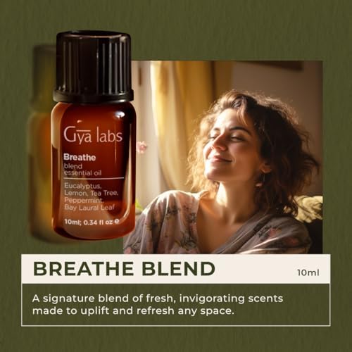 Gya Labs Mezcla de Aceites Esenciales Breathe - 100% Puro Natural para Respirar Fácil con Eucalipto y Menta para Humidificador (10 ml) - imagen 2