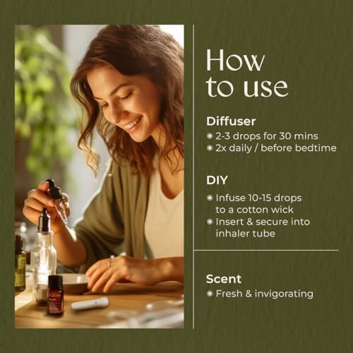 Gya Labs Mezcla de Aceites Esenciales Breathe - 100% Puro Natural para Respirar Fácil con Eucalipto y Menta para Humidificador (10 ml) - imagen 5