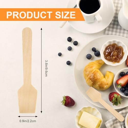 Cucharas de Madera Desechables Piopiocoing de 300 Piezas, Mini de 3.75'', Cucharas para Degustación de Helado, Biodegradables de Abeto - imagen 2