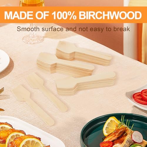 Cucharas de Madera Desechables Piopiocoing de 300 Piezas, Mini de 3.75'', Cucharas para Degustación de Helado, Biodegradables de Abeto - imagen 3