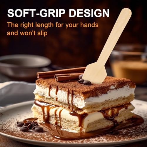 Cucharas de Madera Desechables Piopiocoing de 300 Piezas, Mini de 3.75'', Cucharas para Degustación de Helado, Biodegradables de Abeto - imagen 4