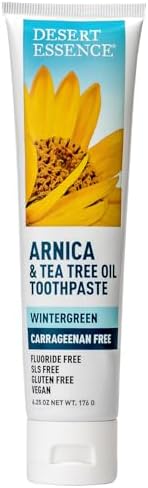 Pasta Dental Desert Essence con Árnica y Aceite de Árbol de Té – Sin Carragenina ni Flúor – Menta Invernal – Vegana, No GMO, Sin Gluten – 6.5 oz - imagen 6