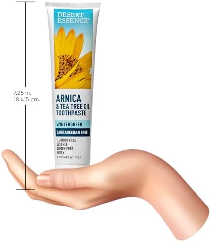 Pasta Dental Desert Essence con Árnica y Aceite de Árbol de Té – Sin Carragenina ni Flúor – Menta Invernal – Vegana, No GMO, Sin Gluten – 6.5 oz - imagen 7