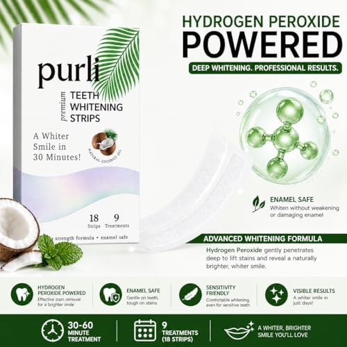Tiras Blanqueadoras Profesionales Purli para Dientes - Tratamiento de 9 Días, Efectos Profesionales, Seguras para Encías y Esmalte, con Aceite de - imagen 2