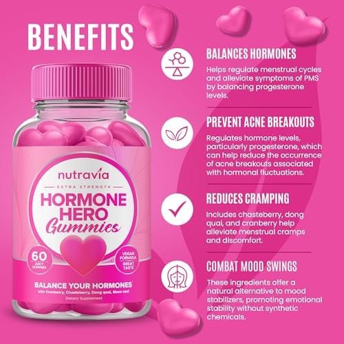Gomitas para el Balance Hormonal de Mujeres + Suplemento para Alivio de PMS - Apoya Cambios de Ánimo, Piel Clara, Menos Calambres y Distensión - - imagen 2