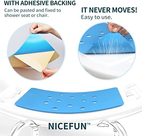 Cojín para Silla de Ducha con Respaldo Adhesivo 14 x 9.5 Pulgadas, Almohadilla de Espuma Suave Impermeable, Antideslizante, Azul (MAT149) - imagen 3