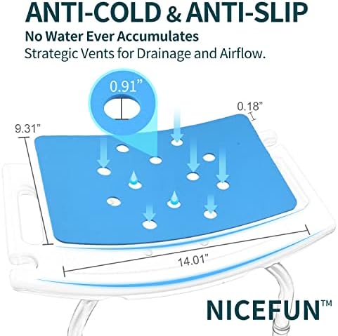 Cojín para Silla de Ducha con Respaldo Adhesivo 14 x 9.5 Pulgadas, Almohadilla de Espuma Suave Impermeable, Antideslizante, Azul (MAT149) - imagen 4