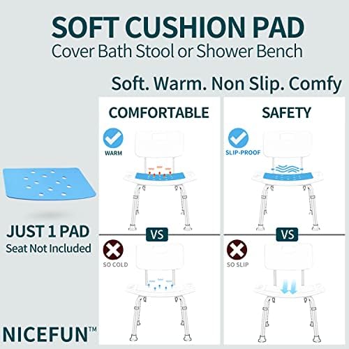 Cojín para Silla de Ducha con Respaldo Adhesivo 14 x 9.5 Pulgadas, Almohadilla de Espuma Suave Impermeable, Antideslizante, Azul (MAT149) - imagen 5