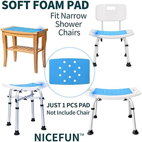 Cojín para Silla de Ducha con Respaldo Adhesivo 14 x 9.5 Pulgadas, Almohadilla de Espuma Suave Impermeable, Antideslizante, Azul (MAT149) - imagen 6