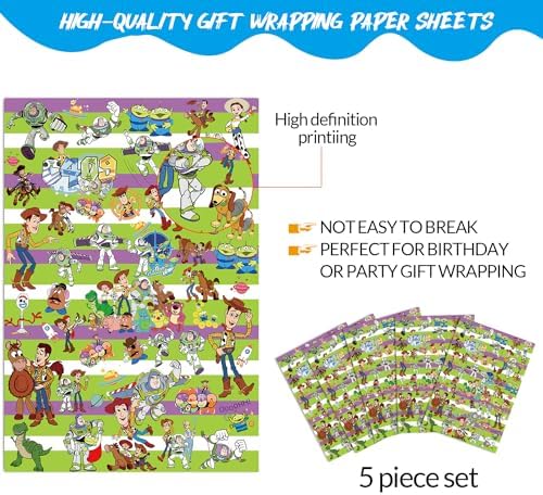 Paquete de 5 Hojas de Papel Kraft para Regalos 20 x 30 - Papel de Regalo de Calidad para Cumpleaños de Niños, Fiestas y Decoraciones Festivas (Tema - imagen 3