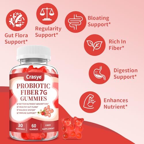 Gomitas de Fibra Crasye para Adultos, Suplemento de Fibra Probiótica Sin Azúcar para Salud Digestiva y Bienestar Inmunológico - 60 Gomitas - imagen 5