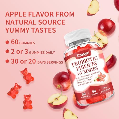 Gomitas de Fibra Crasye para Adultos, Suplemento de Fibra Probiótica Sin Azúcar para Salud Digestiva y Bienestar Inmunológico - 60 Gomitas - imagen 6