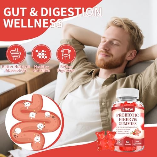 Gomitas de Fibra Crasye para Adultos, Suplemento de Fibra Probiótica Sin Azúcar para Salud Digestiva y Bienestar Inmunológico - 60 Gomitas - imagen 7