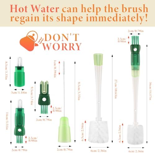Set de 5 Cepillos Limpiadores para Botellas de Agua: 5 en 1, Herramientas Multifuncionales para Limpiar Tapas, Fondos y Popotes - imagen 3