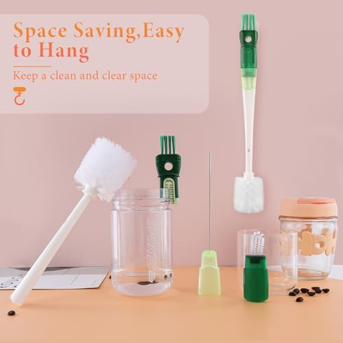 Set de 5 Cepillos Limpiadores para Botellas de Agua: 5 en 1, Herramientas Multifuncionales para Limpiar Tapas, Fondos y Popotes - imagen 7