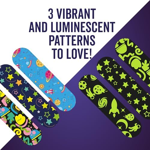 Vendas que Brillan en la Oscuridad - Kit de Reposición de 120 Vendas Adhesivas de Tela Flexibles de Colores Diversos para Niños - Pack Colorido para - imagen 6