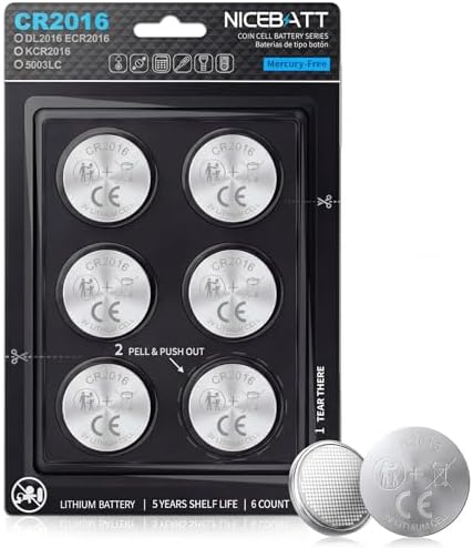 Batería de Litio NICEBATT CR2016 3V en Paquete de 6, Potencia Duradera para Llave, Reloj, Calculadora y Más - imagen 1