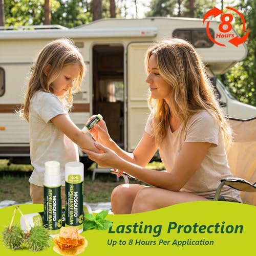 Bálsamo Repelente de Mosquitos en Barra - Paquete de 10, Natural, Tamaño Viaje, Ideal para Exterior, Senderismo y Camping, 0.15oz Cada Uno - imagen 2
