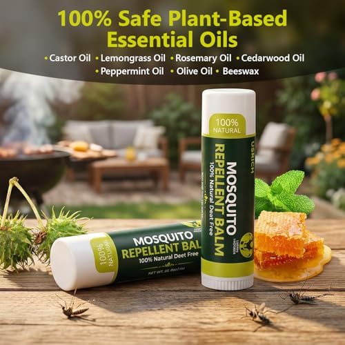Bálsamo Repelente de Mosquitos en Barra - Paquete de 10, Natural, Tamaño Viaje, Ideal para Exterior, Senderismo y Camping, 0.15oz Cada Uno - imagen 3