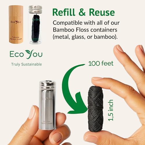 Hilo de Bambú de Carbón | 2 Recargas Naturales con Contenedor de Bambú | Orgánico de Menta y Cera de Candelilla | Vegano y Biodegradable | Compatible - imagen 6