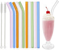 Pajillas de Vidrio Reutilizables RENYIH, 10 Piezas de 9''x12 mm para Batidos, Té y Jugo, 5 Rectas y 5 Curvas con 2 Cepillos de Limpieza - Apto para - imagen 1