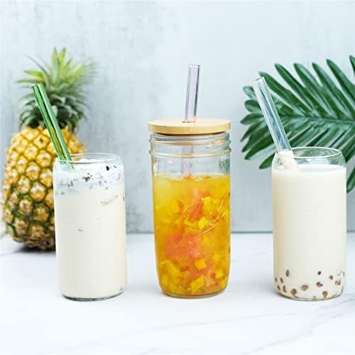 Pajillas de Vidrio Reutilizables RENYIH, 10 Piezas de 9''x12 mm para Batidos, Té y Jugo, 5 Rectas y 5 Curvas con 2 Cepillos de Limpieza - Apto para - imagen 4