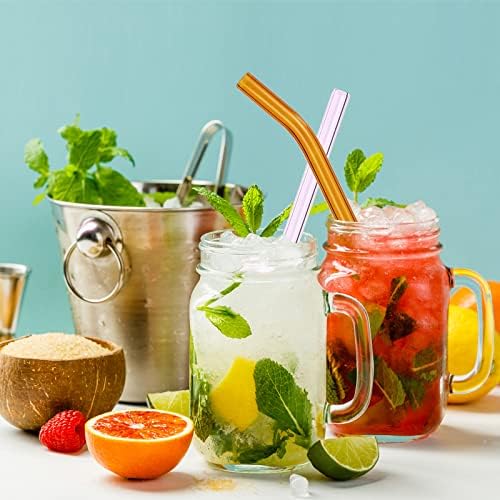Pajillas de Vidrio Reutilizables RENYIH, 10 Piezas de 9''x12 mm para Batidos, Té y Jugo, 5 Rectas y 5 Curvas con 2 Cepillos de Limpieza - Apto para - imagen 5