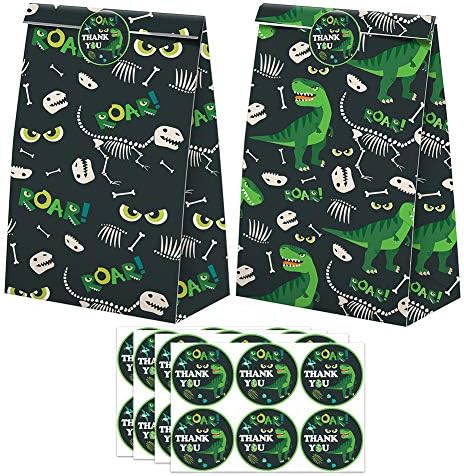 Bolsas de Sorpresas de Dinosaurios - 24 Pzs, Favoritos de Fiesta con Dulces y Stickers, Suministros para Cumpleaños Temática de Dinosaurios - imagen 2