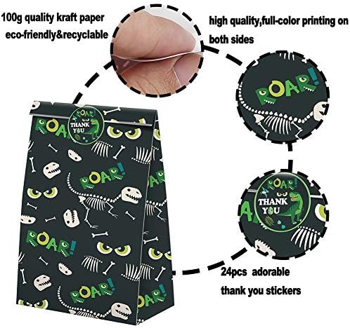 Bolsas de Sorpresas de Dinosaurios - 24 Pzs, Favoritos de Fiesta con Dulces y Stickers, Suministros para Cumpleaños Temática de Dinosaurios - imagen 5