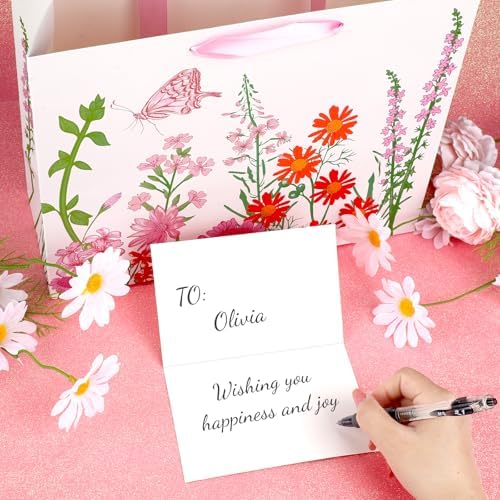 Bolsas de Regalo Konsait de 13 con Flores Rojas y Rosas, Incluye Papel de Seda y Tarjeta para Cumpleaños, Bodas, Baby Shower y Más - imagen 6