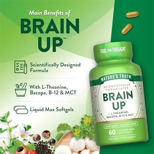 Suplemento Nature's Truth Brain Up Softgels | 60 Cápsulas | Con L-Theanina, Bacopa, B-12 y MCT | No GMO y Libre de Gluten - imagen 5