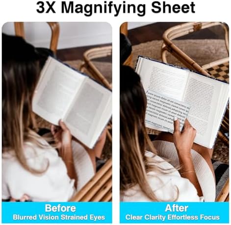 Juego de 4 Lentes de Aumento 3X para Lectura, Lentes Fresnel de PVC Liviano con 4 Regla Marcadora para Baja Visión y Personas Mayores - imagen 3