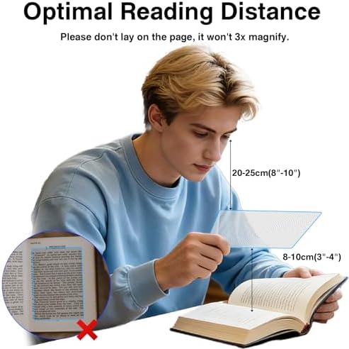 Juego de 4 Lentes de Aumento 3X para Lectura, Lentes Fresnel de PVC Liviano con 4 Regla Marcadora para Baja Visión y Personas Mayores - imagen 5