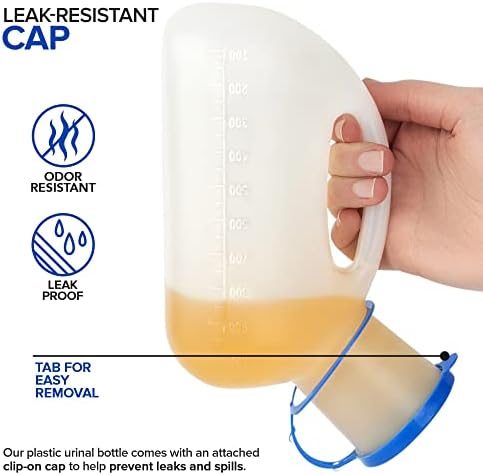 Botella Urinaria Unisex (1 Paquete) - Urinario Portátil para Mujeres y Hombres - Dispositivo de Orina Femenino con Tapa - 32 Oz - Embudo para Orinar - imagen 5