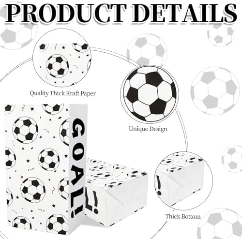 BLMHTWO Paquete de 12 Bolsas de Snack de Fútbol - Bolsas de Regalo con Stickers para Fiestas de Niños y Cumpleaños - imagen 3