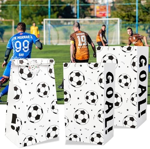 BLMHTWO Paquete de 12 Bolsas de Snack de Fútbol - Bolsas de Regalo con Stickers para Fiestas de Niños y Cumpleaños - imagen 4