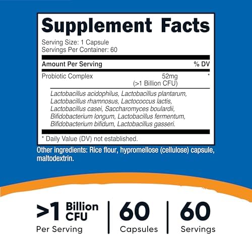 Nutricost Complejo de Probióticos (>1 Billón CFU) 60 Cápsulas - Sin Gluten, No Transgénico - imagen 2