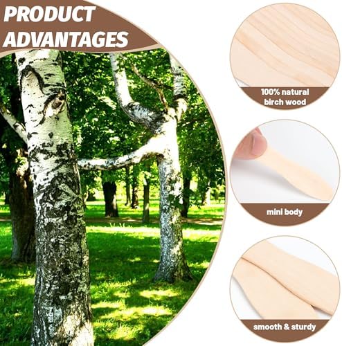 Cucharas de Madera ANTETOK para Helado de 3 Pulgadas, 100 Piezas, Cucharas Desechables Pequeñas, Biodegradables para Fiestas, Bodas y Camping - imagen 4