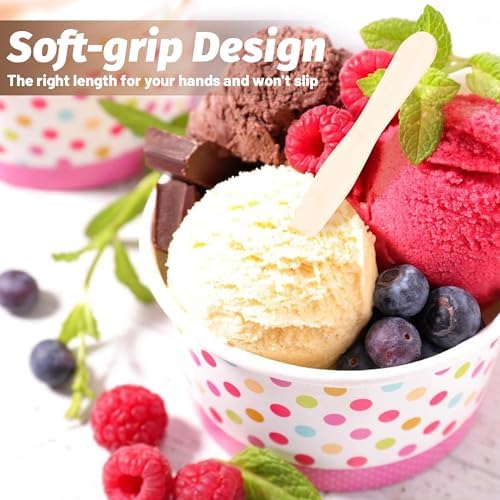 Cucharas de Madera ANTETOK para Helado de 3 Pulgadas, 100 Piezas, Cucharas Desechables Pequeñas, Biodegradables para Fiestas, Bodas y Camping - imagen 6