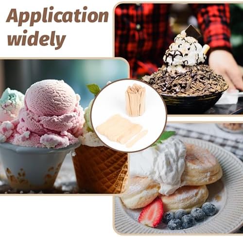 Cucharas de Madera ANTETOK para Helado de 3 Pulgadas, 100 Piezas, Cucharas Desechables Pequeñas, Biodegradables para Fiestas, Bodas y Camping - imagen 7