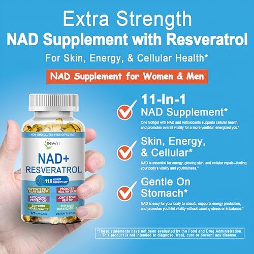 Suplemento JINGYAT 11 en 1 de NAD con Resveratrol, CoQ10, Quercetina, Colágeno y Semilla de Uva para Energía Celular, Enfoque Mental y Antioxidantes - imagen 2
