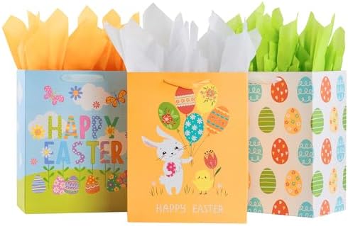SUNCOLOR Paquete de 3 Bolsas de Regalo Grandes de 13 para Pascua para Niños - imagen 1