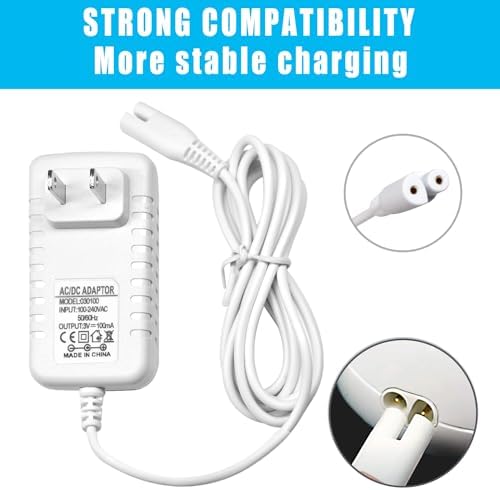 Cargador de Repuesto Pinkind para Waterpik WP360 WP360W WP462 WP462W WP450 WP450W WF-13CD010 YLA-03010, Adaptador AC de 5 pies, Color Blanco - imagen 4