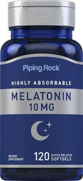 Melatonina Piping Rock 10mg | 120 Cápsulas Blandas | Suplemento de Liberación Rápida | Alta Absorción | Sin OGM, Sin Gluten - imagen 1