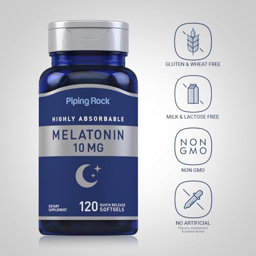 Melatonina Piping Rock 10mg | 120 Cápsulas Blandas | Suplemento de Liberación Rápida | Alta Absorción | Sin OGM, Sin Gluten - imagen 3